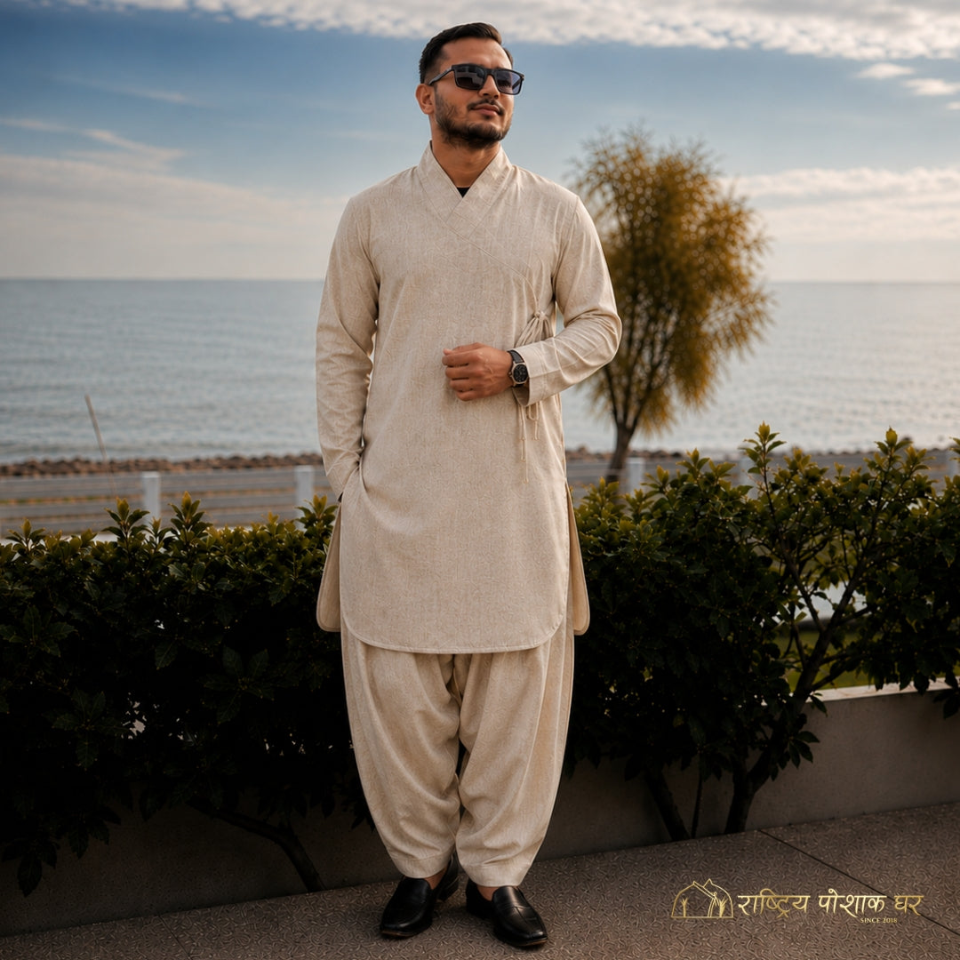Model wearing traditional Nepali attire